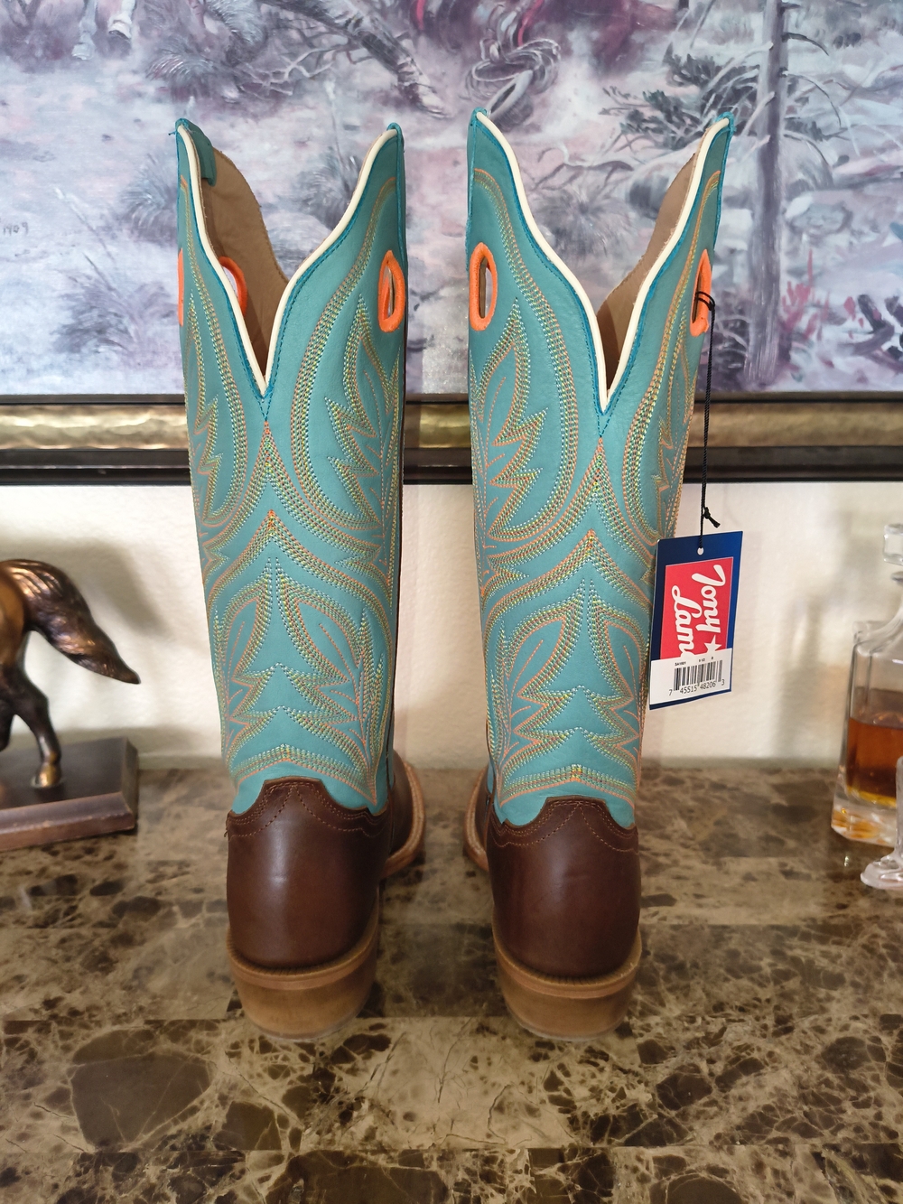 Tony Lama All-Leather Cowboy Boots - New With Tags, 12" Shaft, 9.5B - Picture 3 of 9